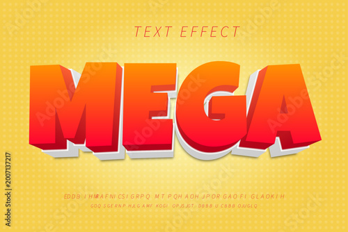 Mega 3D Bold Text Effect with Red Orange Gradient on Yellow Halftone Background