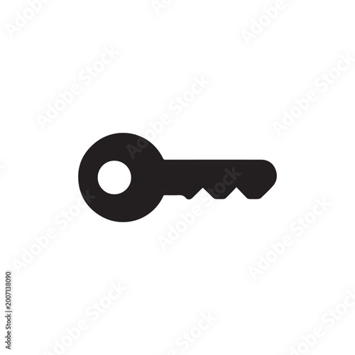 Key Solid Icon for Access Control Security and Password Protection UI Vector on White Background