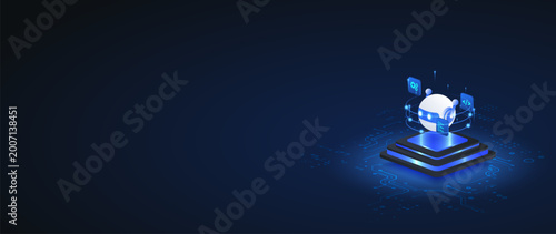 Fotografía AI agent automation isometric vector illustration