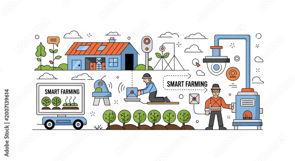Fototapeta premium Smart Farming Technology: Automation, Drones, IoT, and AI in Agriculture
