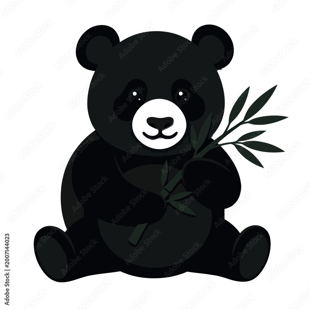Fototapeta premium Cute Peeking Panda Illustration with Bamboo – Adorable Minimalist Cartoon Animal Vector