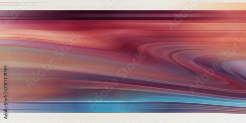Foto Distorted horizontal liquid waves in muted earth tones of rose sienna and teal creating fluid motion with vintage film grain