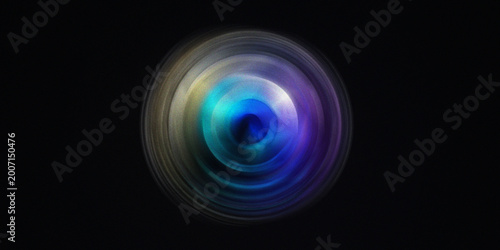 Tableau sur toile Hypnotic colorful circular pattern with vibrant blues and purples emanating from center on dark grainy background