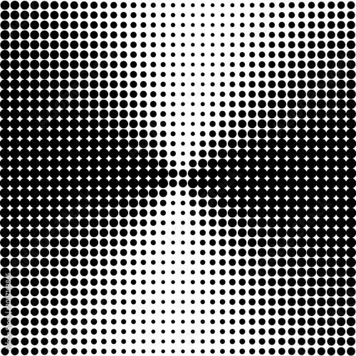 Black halftone dots texture PNG on transparent, monochrome halftone grid circle, abstract dot gradient retro graphic.