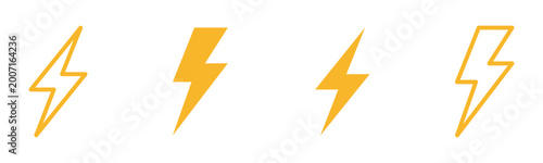 Bild auf Leinwand Set of lightning bolt vector icon