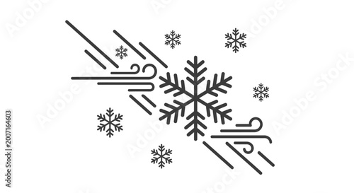 Tableau sur toile Snowflake Design Winter Weather Icon.