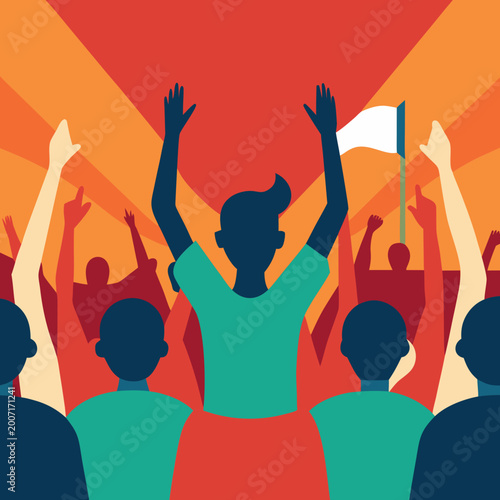 Quadro su tela Kabaddi Stadium Crowd Cheering Energetic Banner Sports Vector Illustration