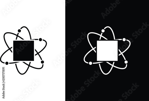 Bild auf Leinwand Black and white atom icons with square nucleus