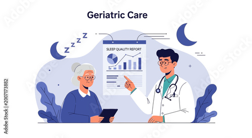 Geriatric Care: Doctor Consults Elderly Patient on Sleep Quality Report