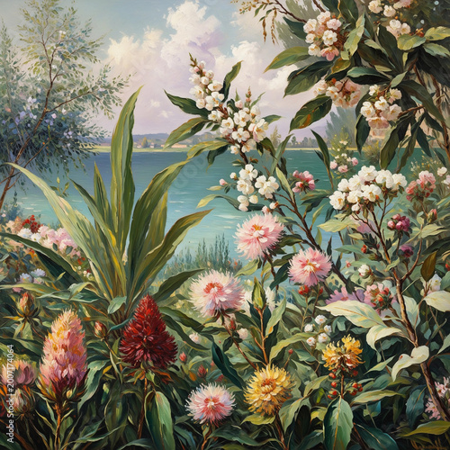Coastal Wildflower Meadow Oil Painting