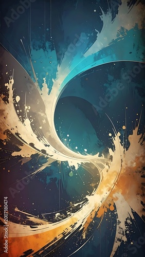 Vibrant abstract artwork with swirling shapes