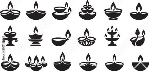Foto Diwali lamp Black vector style
