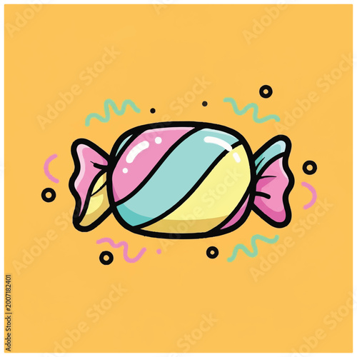 Bild auf Leinwand Vibrant striped candy wrapped in a sweet and playful illustration