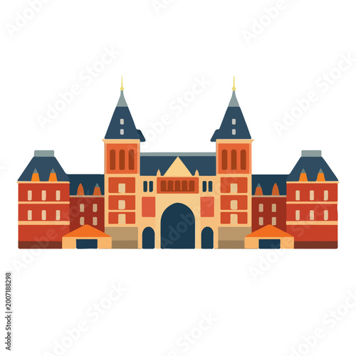 Historic Rijksmuseum Facade Vector Illustration for Travel and Culture