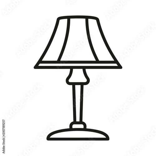 Outline vector illustration of a table lamp. Black and white vector illustration of a table lamp. 