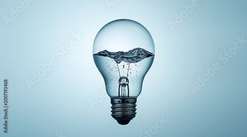 Creative Light Bulb Filled with Water, Concept of Ideas.