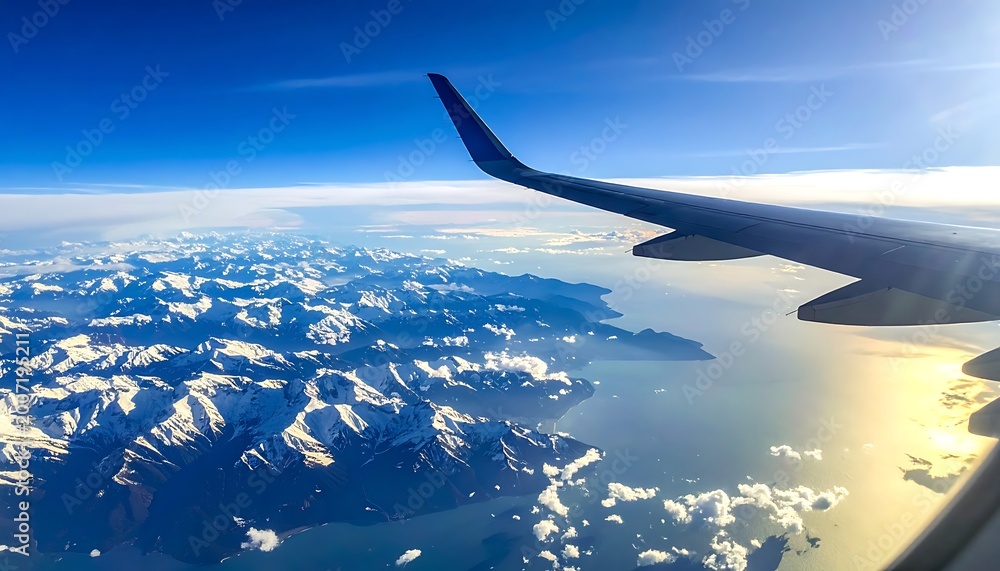 Fototapeta premium Aerial view of mountainous coastline with clouds