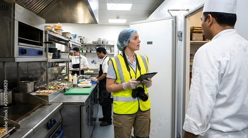 Health Officer Inspects Kitchen for Environmental Safety Standards