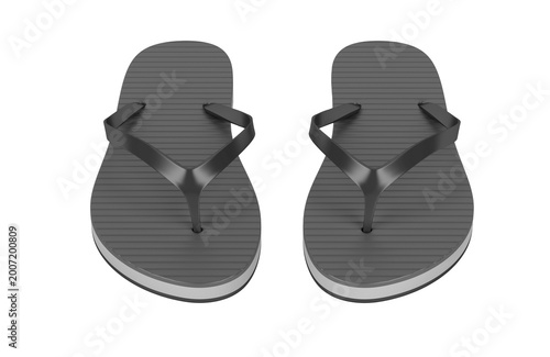 Black flip flops with straps on white background isolated on transparent background