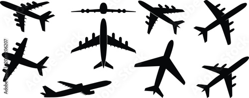 Konstfotografi Collection of black airplane silhouettes