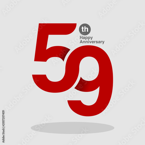 Schilderij op canvas Modification of the number 59 as a symbol of birthday greetings.