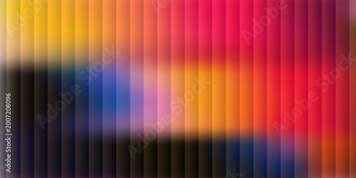 Abstract ribbed fractal glass texture effect with bright smooth fluted horizontal lines of colorful gradient. Bold and dynamic design blending bright colors and geometry for modern visual art project