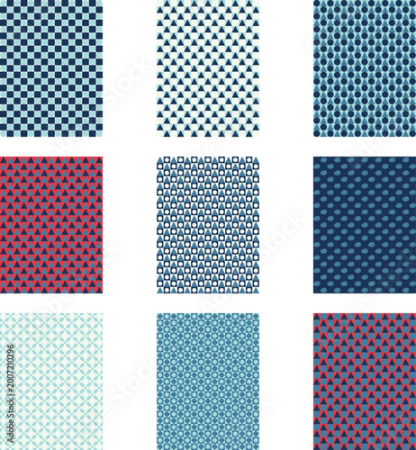 Abstract Blue and White Geometric Pattern Swatches Background