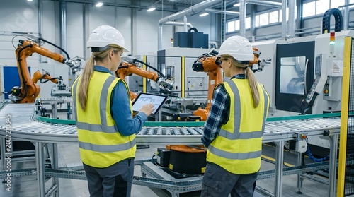 Female Engineers Monitoring Automation in Modern Industrial Facility