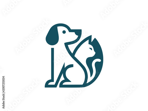 Minimalist Dog and Cat Logo for Veterinary and Pet Care Services