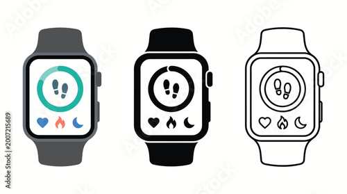 Fitness tracker smartwatch showing steps burned calories heart rate and sleep data.
