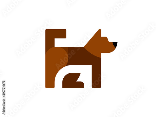 Geometric Minimalist Brown Dog Illustration Logo