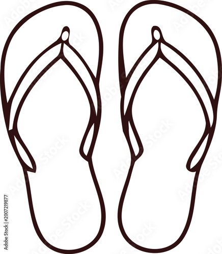Outline of two flip-flop sandals footwear