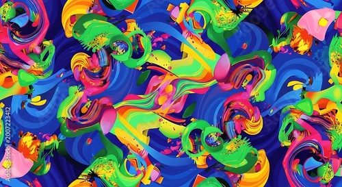 Vibrant colorful swirling abstract pattern design.