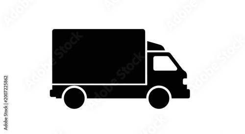 Delivery truck silhouette isolated on white background for logistics and transport