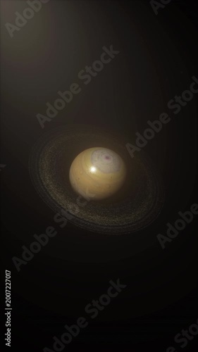 Realistic Rotating Saturn Planet in Space with Rings