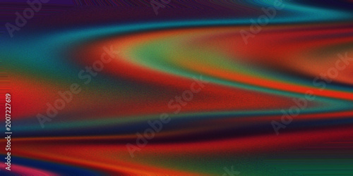 Bilde på lerret Vibrant liquid wave gradient background with orange red and teal colors featuring intense grainy texture and fluid motion