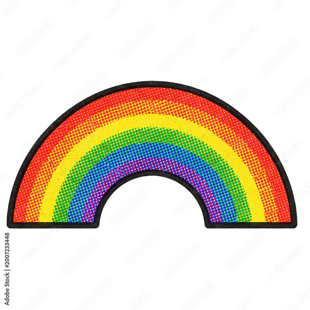 Fototapeta premium Retro Halftone Rainbow Arch 90s Zine Design Element Isolated PNG