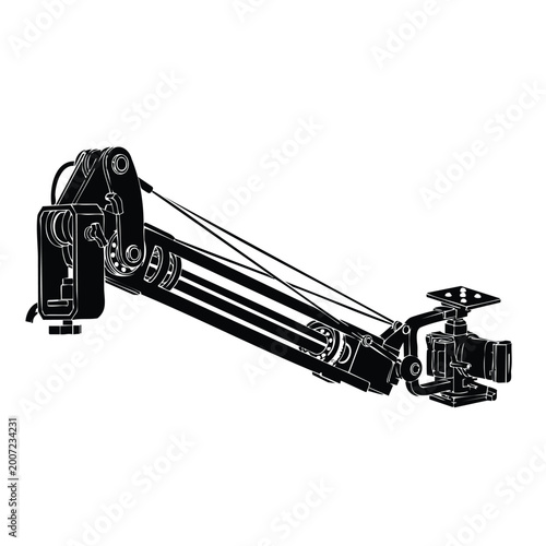 Fotografía Camera crane jib silhouette set bundle collection isolated on white