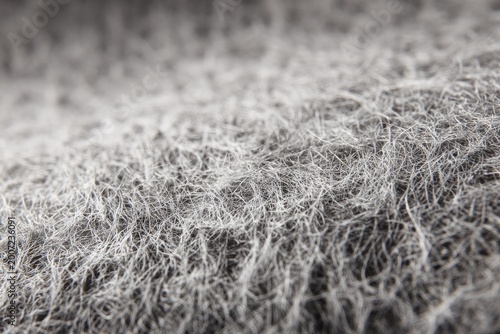 Close-up of grey fibrous material with soft focus