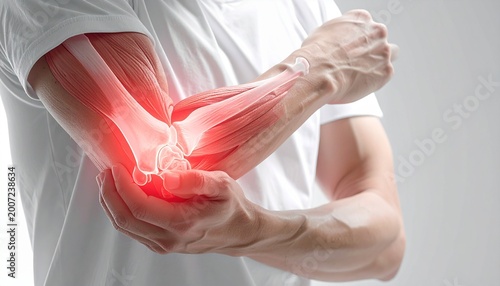 Close-up of Person Suffering from Elbow Joint Pain and Inflammation