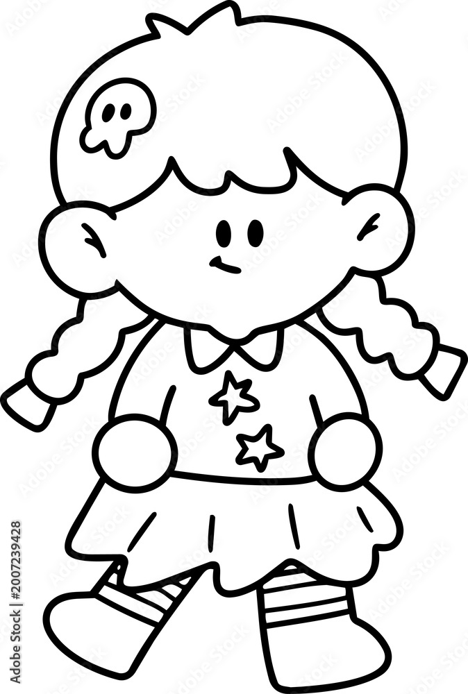 Fototapeta premium Cute Halloween cartoon illustration of children wearing adorable fantasy ghost costumes. Hand-drawn playful, and spooky-cute characters, perfect for holiday themes, kids activitie