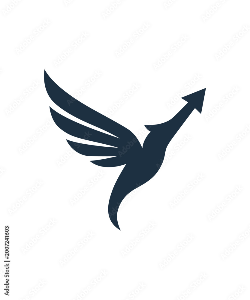 Fototapeta premium Abstract Flying Bird Arrow Logo Vector, Growth Success Symbol Minimal Modern Icon