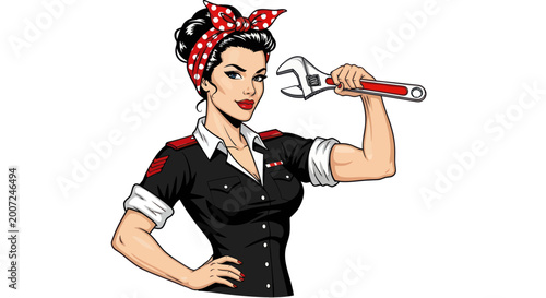 Schilderij op canvas Rosie the Riveter cartoon character.