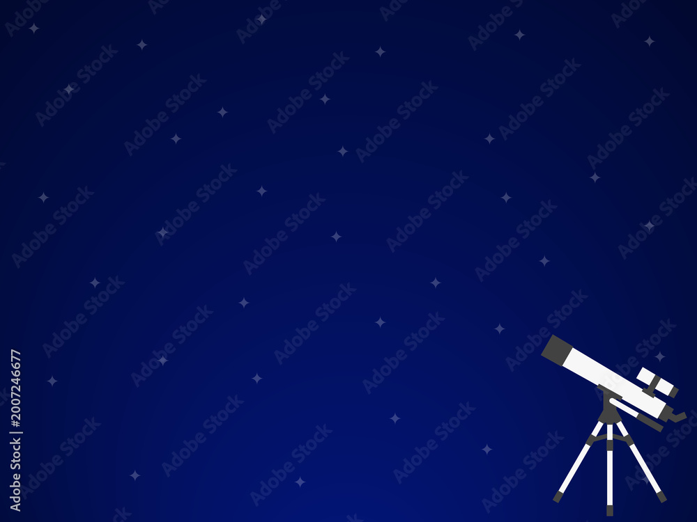 Naklejka premium 星空と天体望遠鏡背景