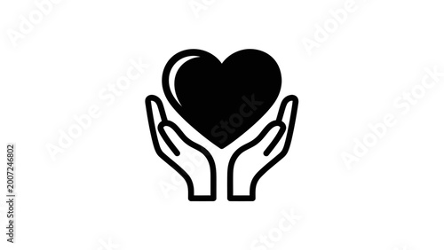 Foto Hands holding a black heart symbol.