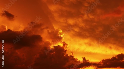 Beautiful Sky with Golden Clouds Sunset Timelapse in 4K