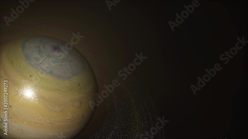 Realistic Rotating Saturn Planet in Space with Rings