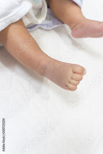 A newborn baby's feet