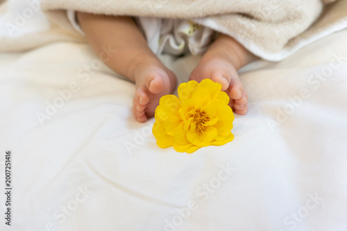 A newborn baby's feet