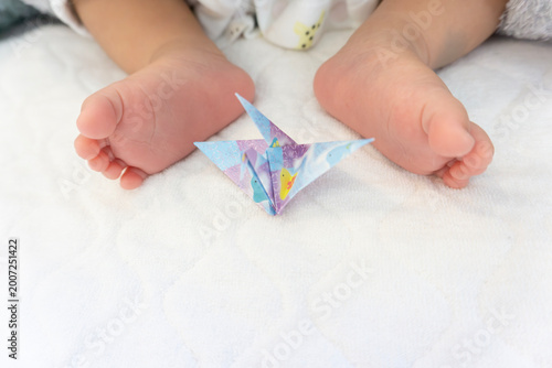 A newborn baby's feet